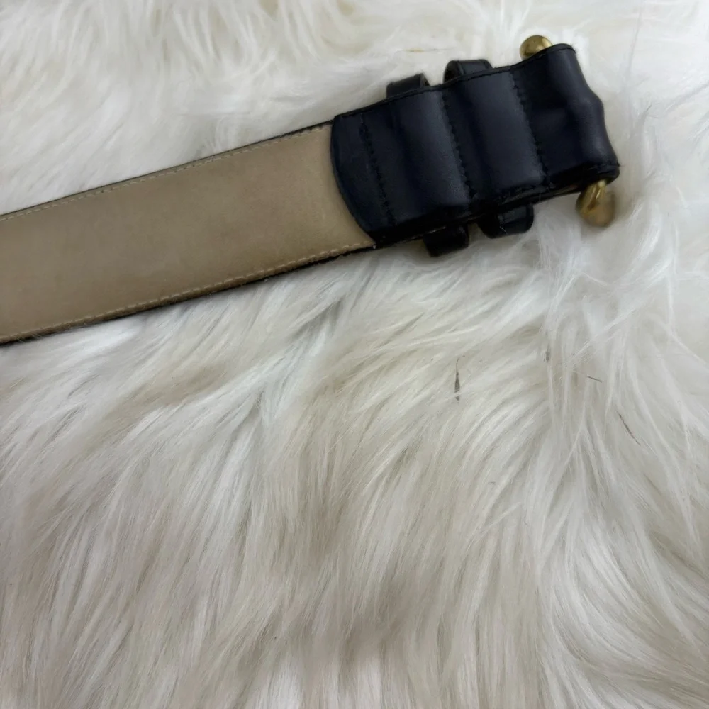 Coach Kids Black Leather Belt with Gold Buckle